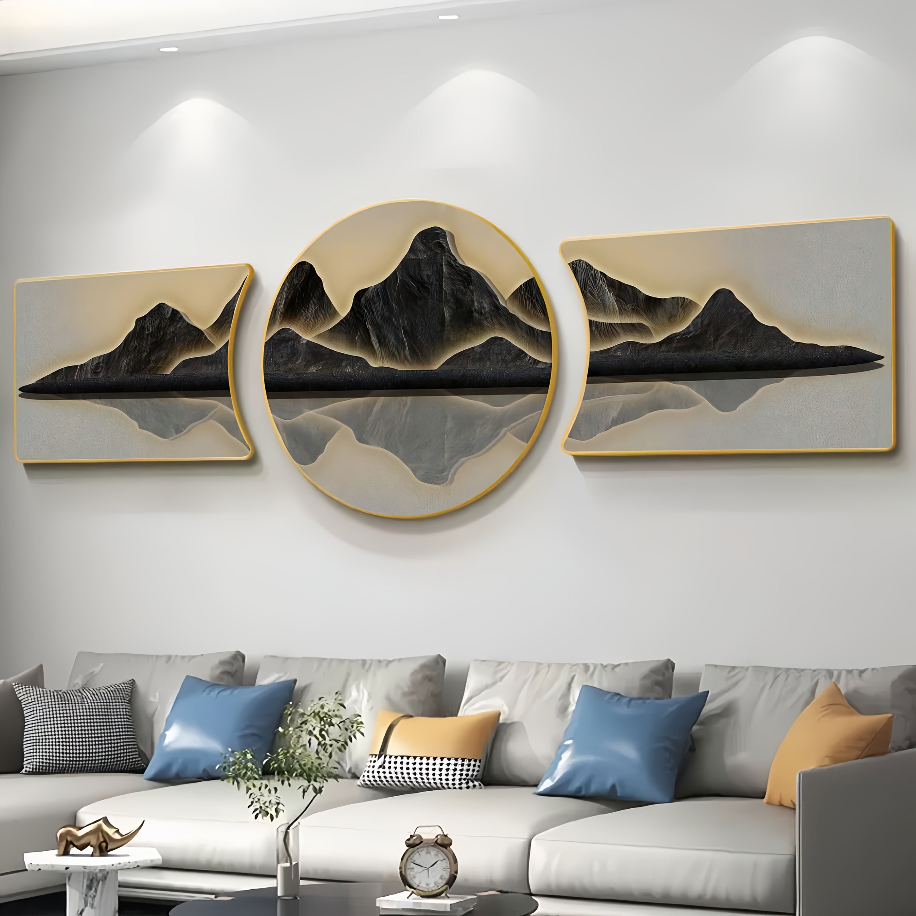 2D Flat, 2D Flat • 3pcs High-End Art Crystal Porcelain Surface Decorative Painting • a Set of Three Pieces • Resin Frame in Two Colors Optional • Victorian-Style Wall Decoration • Suitable for Living Room, Office, Bedroom, Hotel, Bar