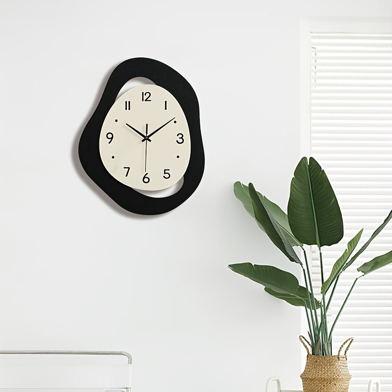 1pc, irregular wall clock, modern and simple silent clock for home decoration, suitable for living room, bedroom, room decoration, home decoration, kitchen, office decoration, birthday, New Year's Valentine's Day gifts