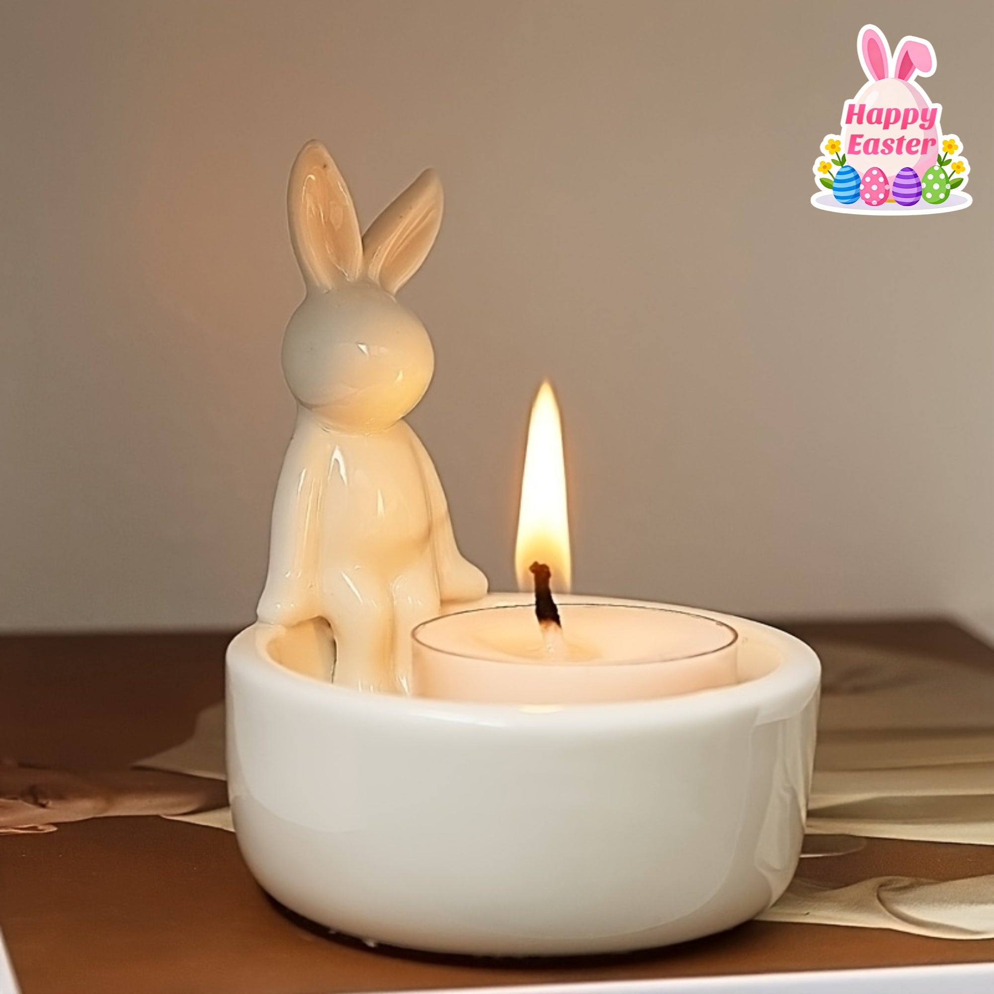 Easter Candle Easter Ceramic Art Deco Tabletop Candle Holder | Easter Candle Holder, Spring Easter Ceramic Craft, for Easter Holiday