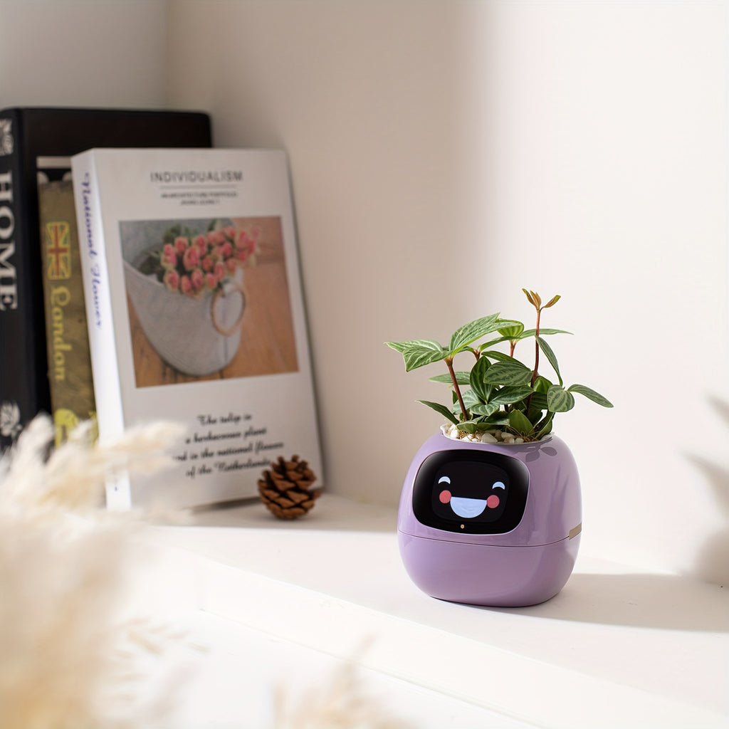 Cubidupi Smart Mini Planter Robot - Self-Watering Electronic Pet Plant Pot with Alerts, \u002FOutdoor Plant Care, Cute Desktop Greenery Companion for Home, Office, Room - Low-Maintenance Gift (Compatible with Smart