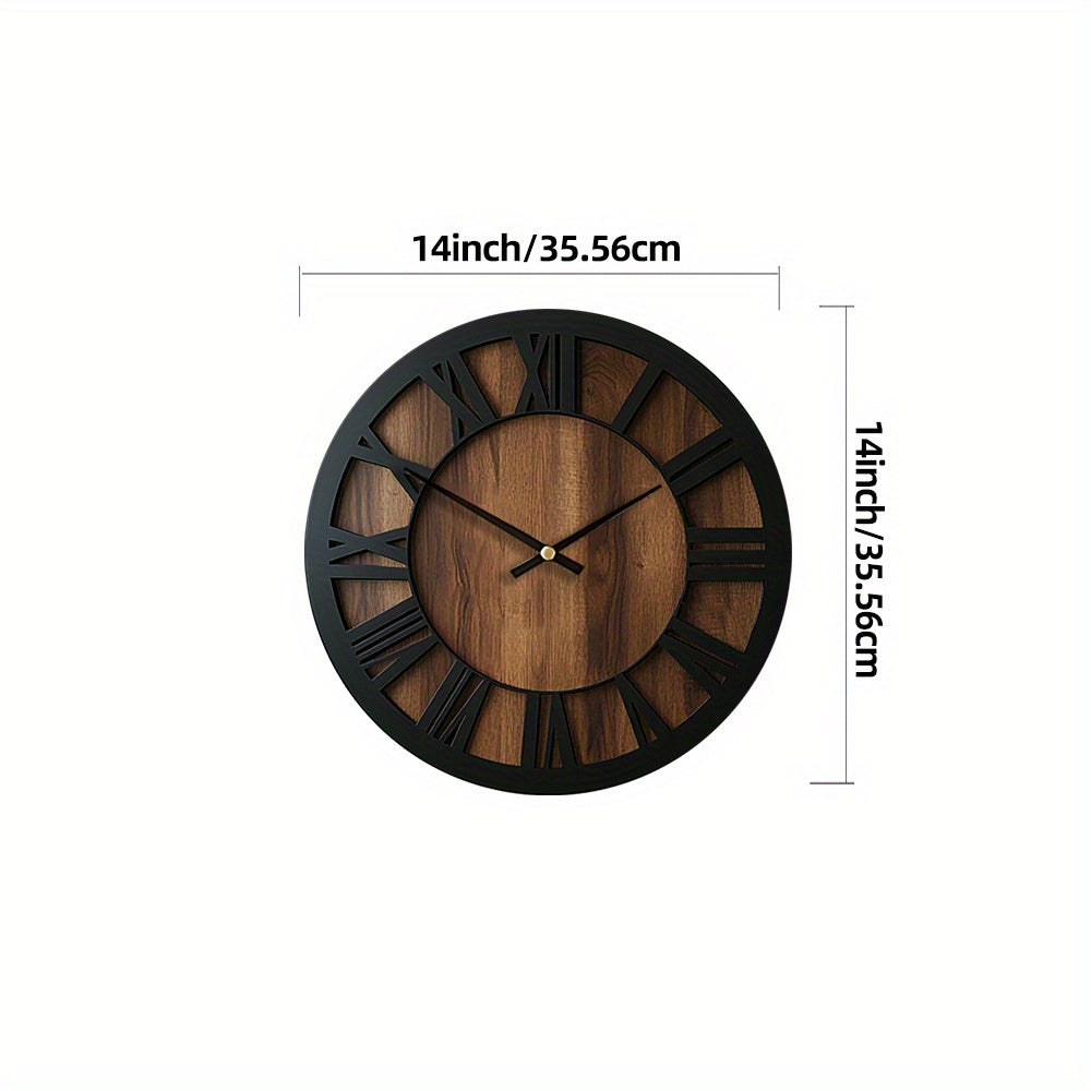 Artistic Silent Round Wall Clock Made of Wood, Battery-Operated, Perfect for Home Decoration in Sizes 14, 16, And 18 Inches. Ideal for Enhancing The Decor of Kitchens, Living Rooms, Bedrooms, And Offices