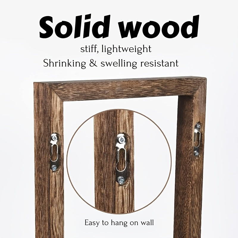 A Set of 2 Paulownia Wood Floating Shelves - Rich Brown Horizontal and Vertical Rectangular Racks for Home Decor, Small Ornament Storage for Living Room\u002FBedroom\u002FBathroom