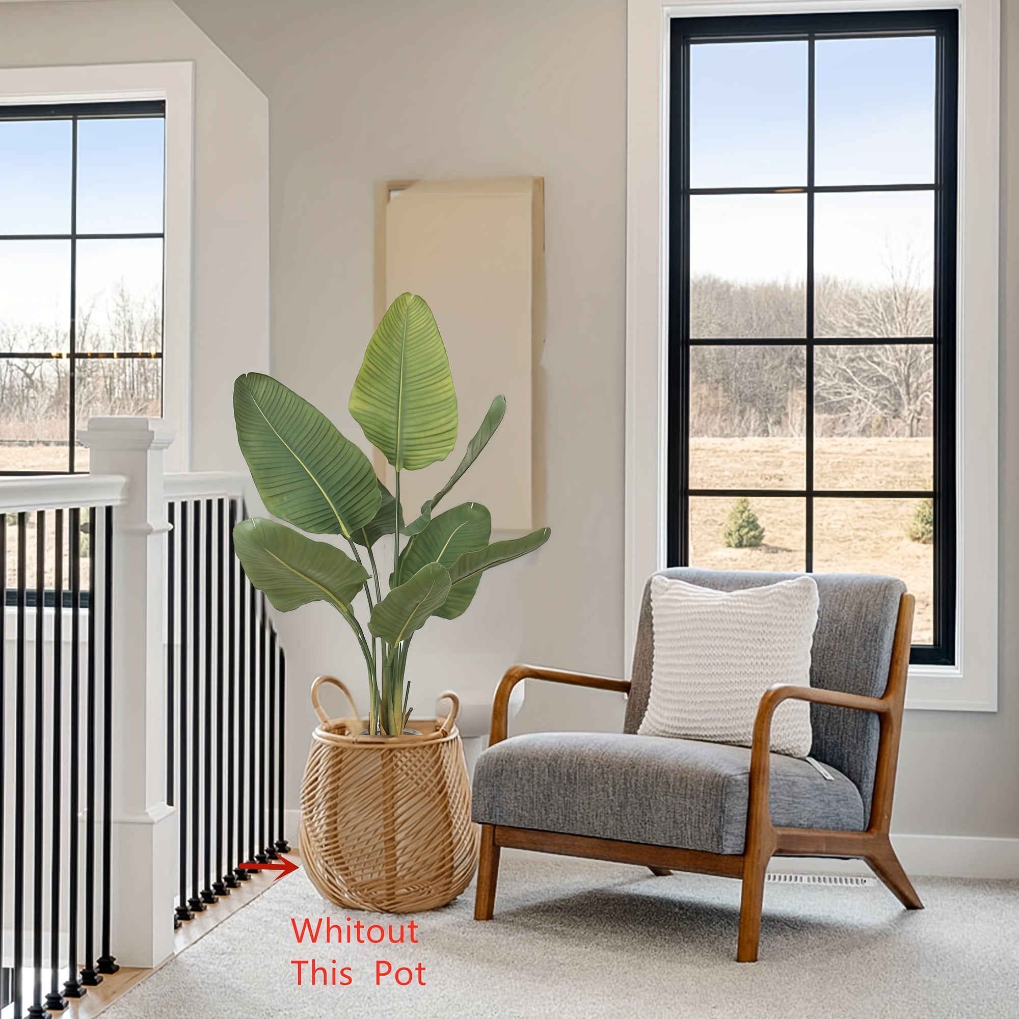 5ft\u002F6ft Artificial Bird Of Paradise Plant Fake Traveler's Banana Tree Faux Tree for Wedding Valentine's Day Spring Summer Christmas New Year Home Modern Living Room Floor Office Garden Store Decor Indoor Perfect Housewarming Gift Artificial Tree