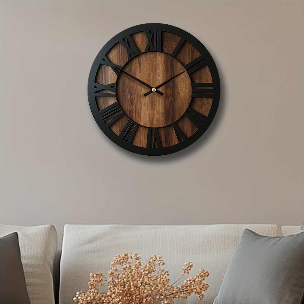 Artistic Silent Round Wall Clock Made of Wood, Battery-Operated, Perfect for Home Decoration in Sizes 14, 16, And 18 Inches. Ideal for Enhancing The Decor of Kitchens, Living Rooms, Bedrooms, And Offices
