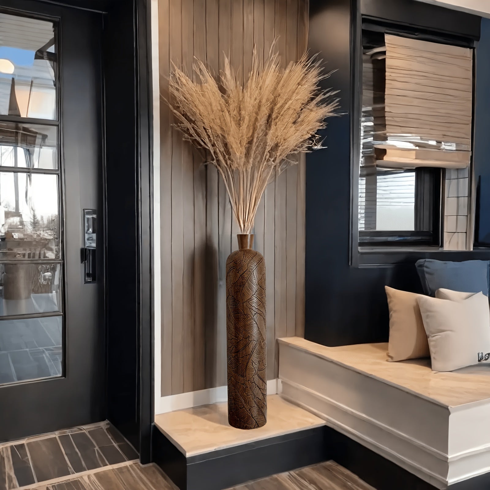 1pc Large Elegant Resin Floor Vase, Perfectly Matches Pampas Grass, Modern Bohemian Home Decor Ornament, Suitable for Indoor & Outdoor Decoration, Office, Coffee shop and Wedding Decoration - Ideal Christmas & New Year Gift