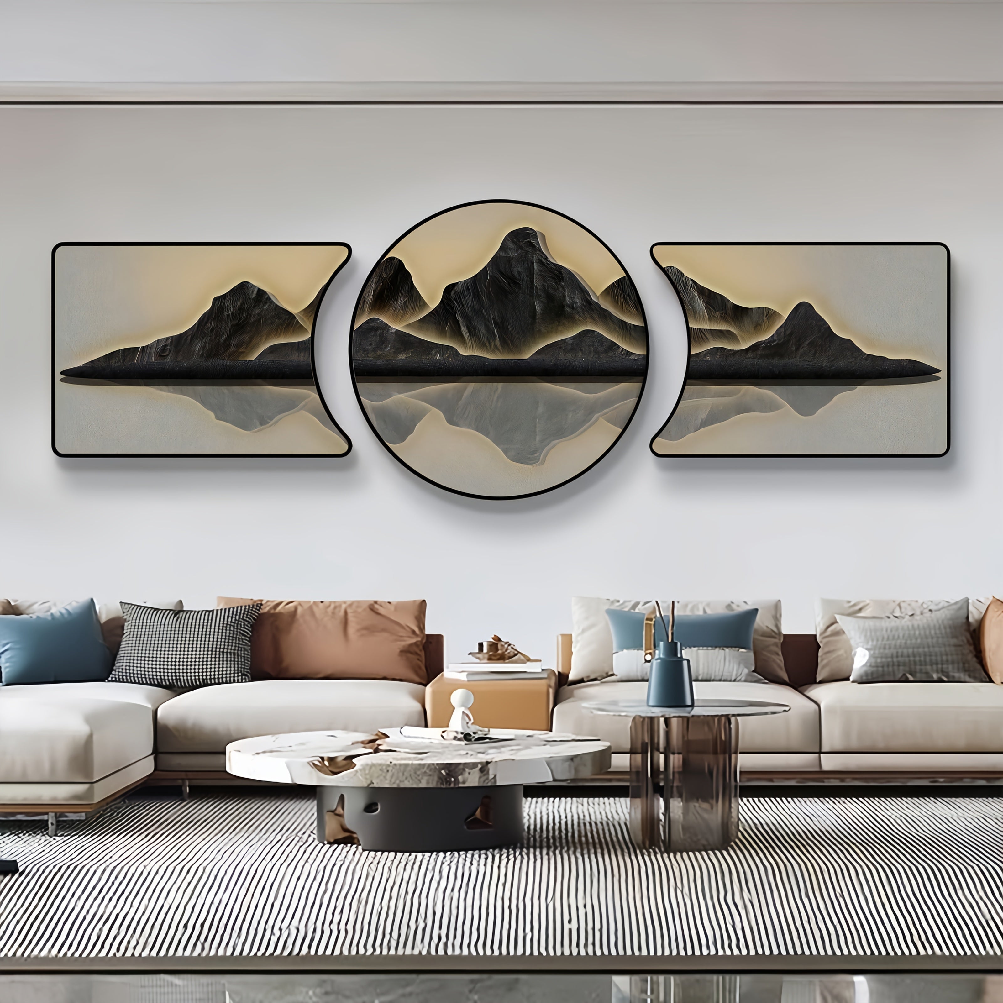 2D Flat, 2D Flat • 3pcs High-End Art Crystal Porcelain Surface Decorative Painting • a Set of Three Pieces • Resin Frame in Two Colors Optional • Victorian-Style Wall Decoration • Suitable for Living Room, Office, Bedroom, Hotel, Bar