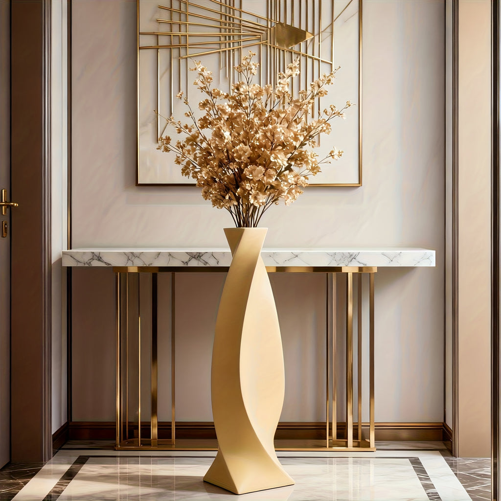 Large Ceramic Vase Large Ceramic Vase | Modern Minimalist Twisted 73cm High Hand-Painted European Luxury | Ideal for Artificial Flowers, Hallways, Living Rooms, Weddings, Festive Decorations