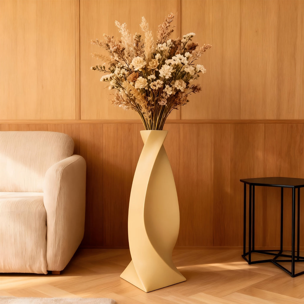 Large Ceramic Vase Large Ceramic Vase | Modern Minimalist Twisted 73cm High Hand-Painted European Luxury | Ideal for Artificial Flowers, Hallways, Living Rooms, Weddings, Festive Decorations