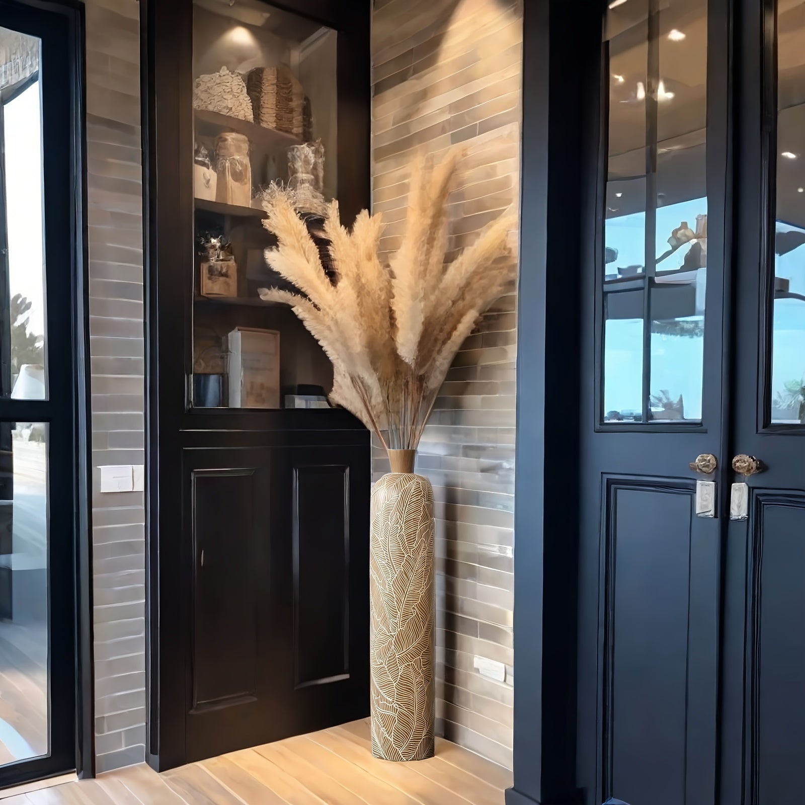 1pc Large Elegant Resin Floor Vase, Perfectly Matches Pampas Grass, Modern Bohemian Home Decor Ornament, Suitable for Indoor & Outdoor Decoration, Office, Coffee shop and Wedding Decoration - Ideal Christmas & New Year Gift