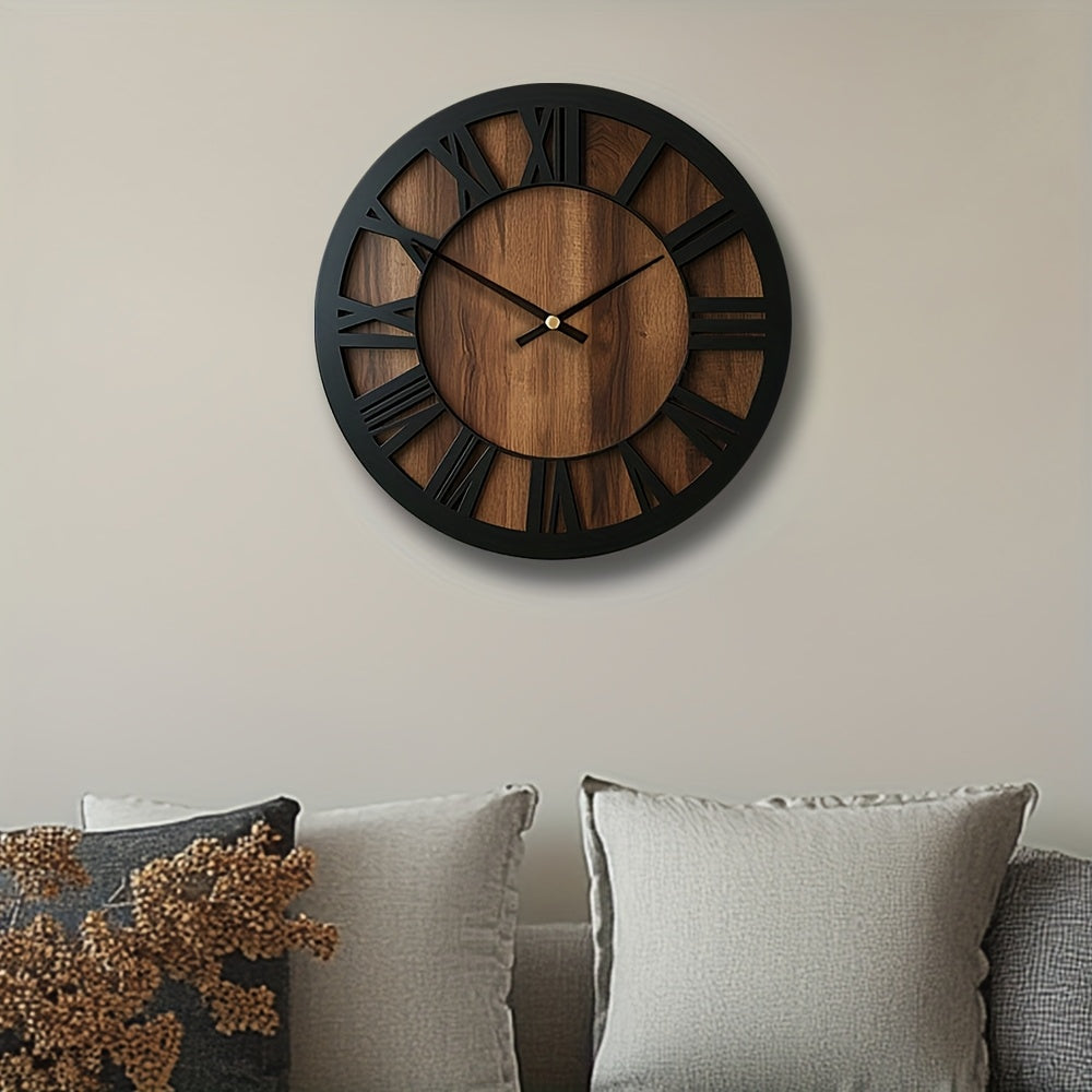 Artistic Silent Round Wall Clock Made of Wood, Battery-Operated, Perfect for Home Decoration in Sizes 14, 16, And 18 Inches. Ideal for Enhancing The Decor of Kitchens, Living Rooms, Bedrooms, And Offices