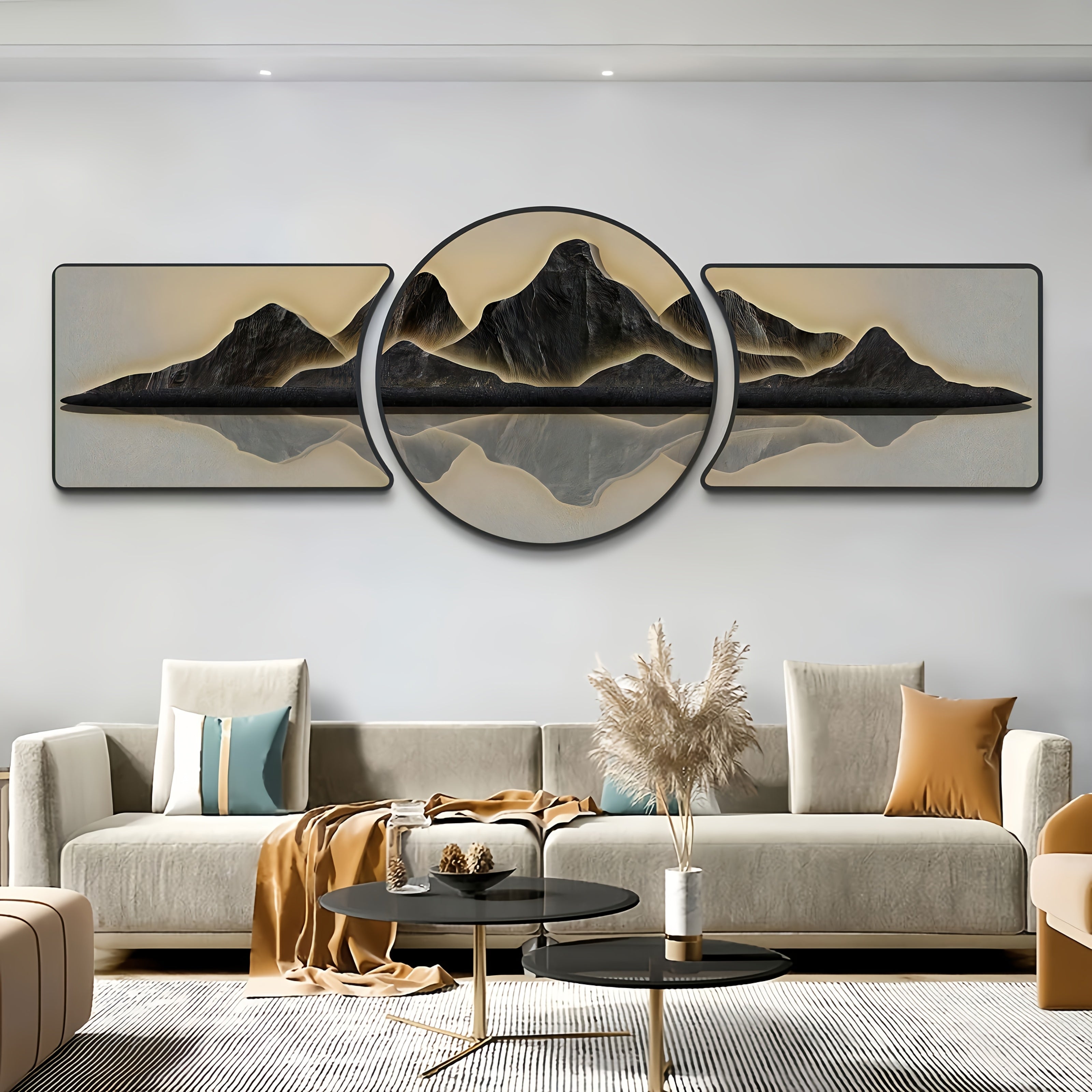 2D Flat, 2D Flat • 3pcs High-End Art Crystal Porcelain Surface Decorative Painting • a Set of Three Pieces • Resin Frame in Two Colors Optional • Victorian-Style Wall Decoration • Suitable for Living Room, Office, Bedroom, Hotel, Bar