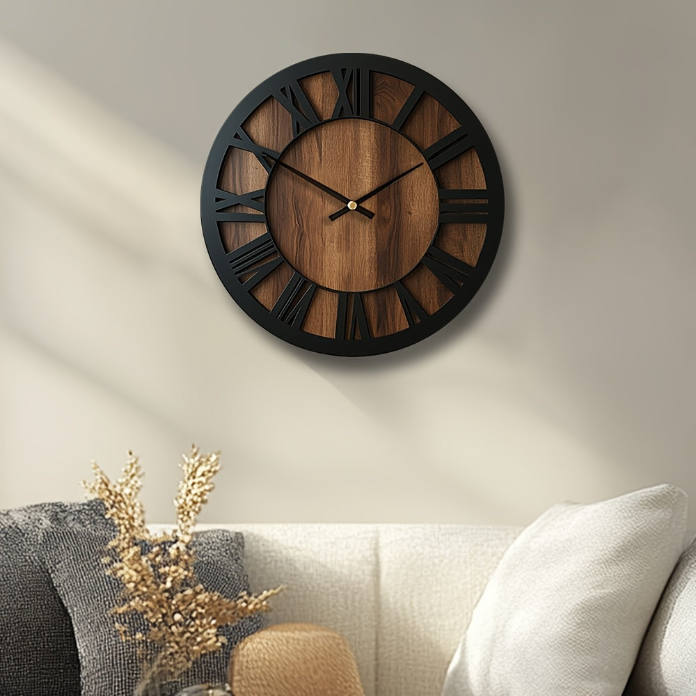 Artistic Silent Round Wall Clock Made of Wood, Battery-Operated, Perfect for Home Decoration in Sizes 14, 16, And 18 Inches. Ideal for Enhancing The Decor of Kitchens, Living Rooms, Bedrooms, And Offices
