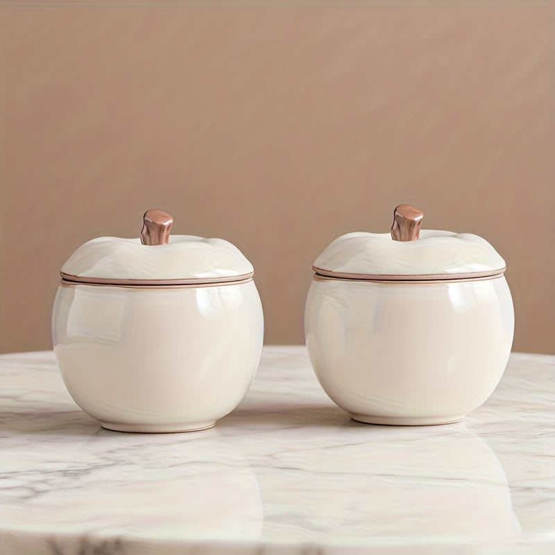 Two Simulated Apple Ceramic Jars Are Suitable for Home Desktop Decoration, Serving As Decorative Pieces for Christmas Eve And Other Home Decor - Non-Food Contact