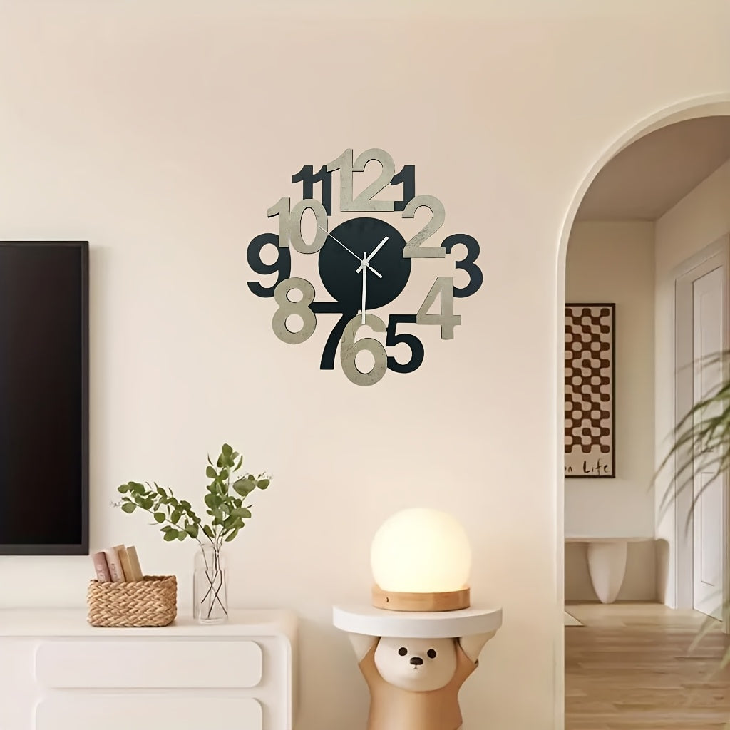 1pc Asymmetrical Digital Silhouette Wall Clock for Indoor and Outdoor Wall Clocks in Bedroom, Hall, Kitchen, Terrace, Dining Room