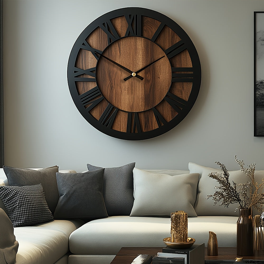 Artistic Silent Round Wall Clock Made of Wood, Battery-Operated, Perfect for Home Decoration in Sizes 14, 16, And 18 Inches. Ideal for Enhancing The Decor of Kitchens, Living Rooms, Bedrooms, And Offices