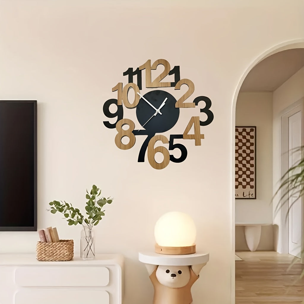 1pc Asymmetrical Digital Silhouette Wall Clock for Indoor and Outdoor Wall Clocks in Bedroom, Hall, Kitchen, Terrace, Dining Room