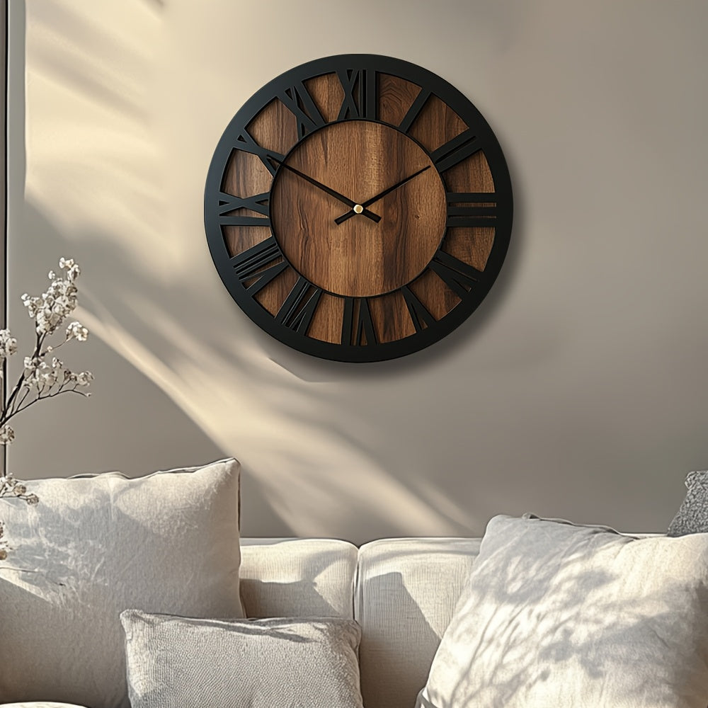 Artistic Silent Round Wall Clock Made of Wood, Battery-Operated, Perfect for Home Decoration in Sizes 14, 16, And 18 Inches. Ideal for Enhancing The Decor of Kitchens, Living Rooms, Bedrooms, And Offices