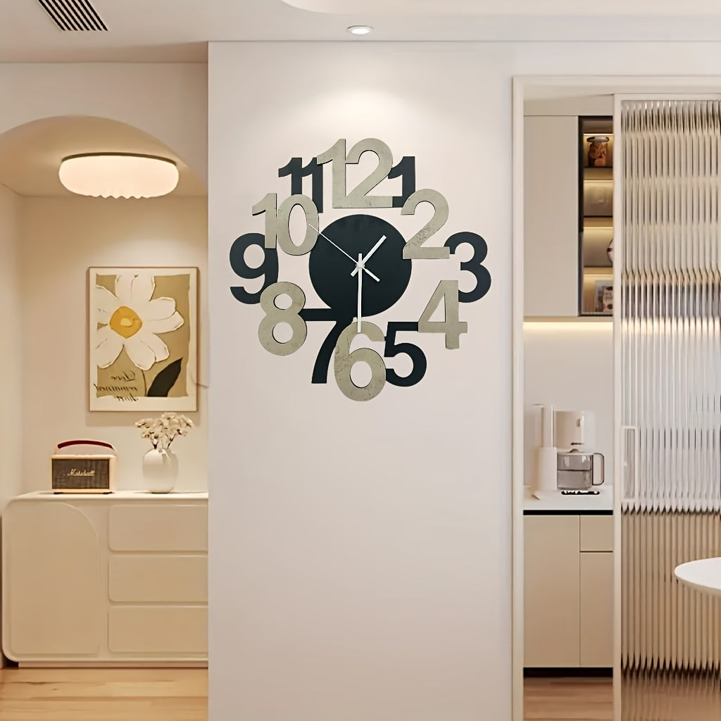 1pc Asymmetrical Digital Silhouette Wall Clock for Indoor and Outdoor Wall Clocks in Bedroom, Hall, Kitchen, Terrace, Dining Room
