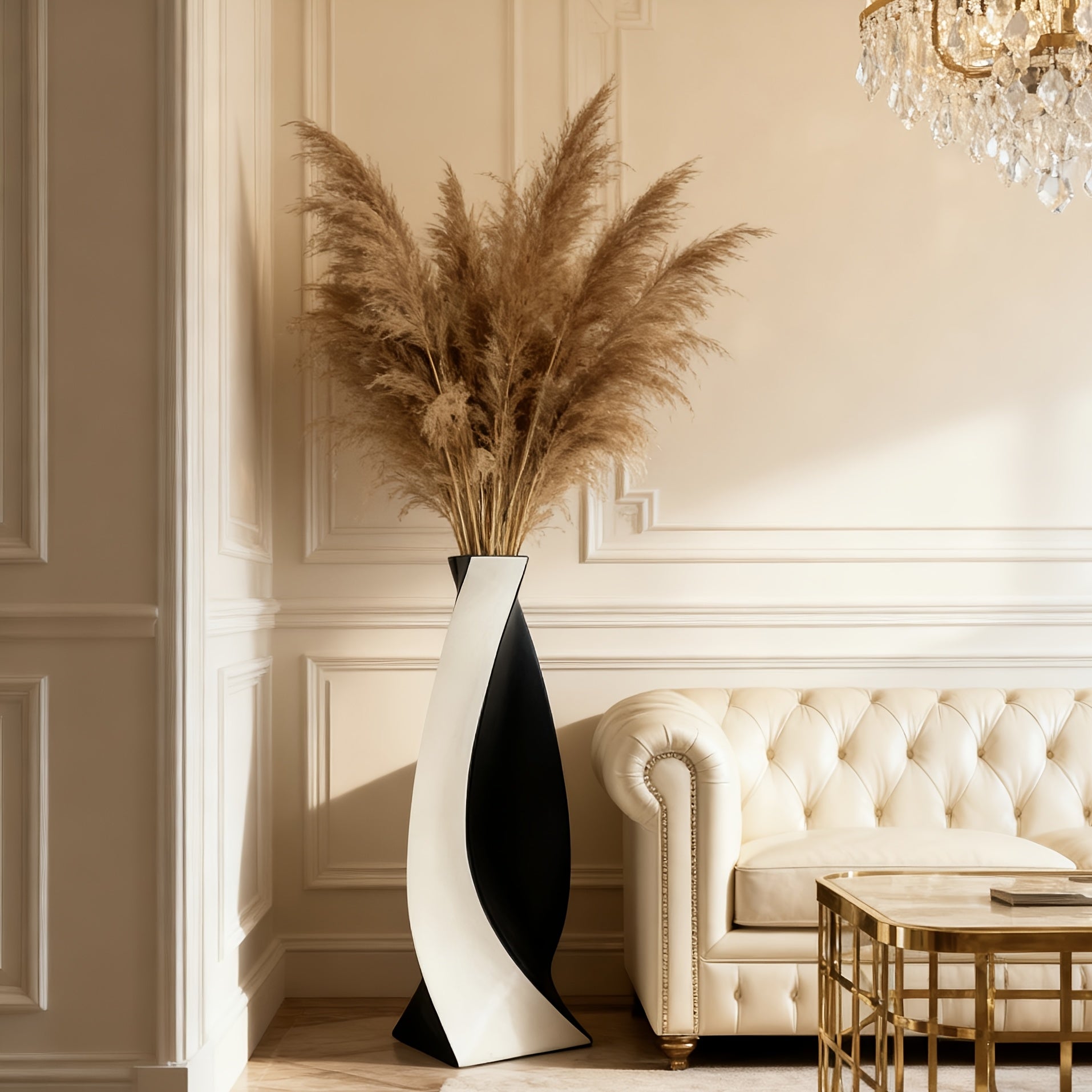 Large Ceramic Vase Large Ceramic Vase | Modern Minimalist Twisted 73cm High Hand-Painted European Luxury | Ideal for Artificial Flowers, Hallways, Living Rooms, Weddings, Festive Decorations