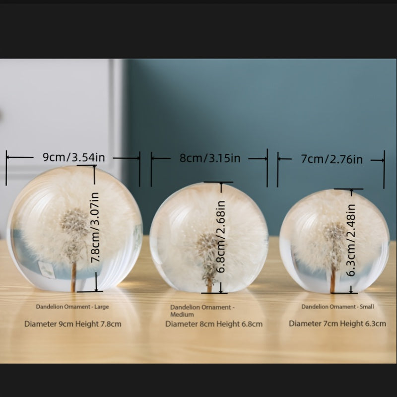 Dandelion Resin Crystal Ball Resin Real Flower Creative Ornaments Transparent Spherical Desktop Decoration Home Living Room Bedroom Furnishings Holiday Gift Romantic Crafts Crystal Ball Dandelion Ornaments Resin Real Flower Specimen Valentine'S Day