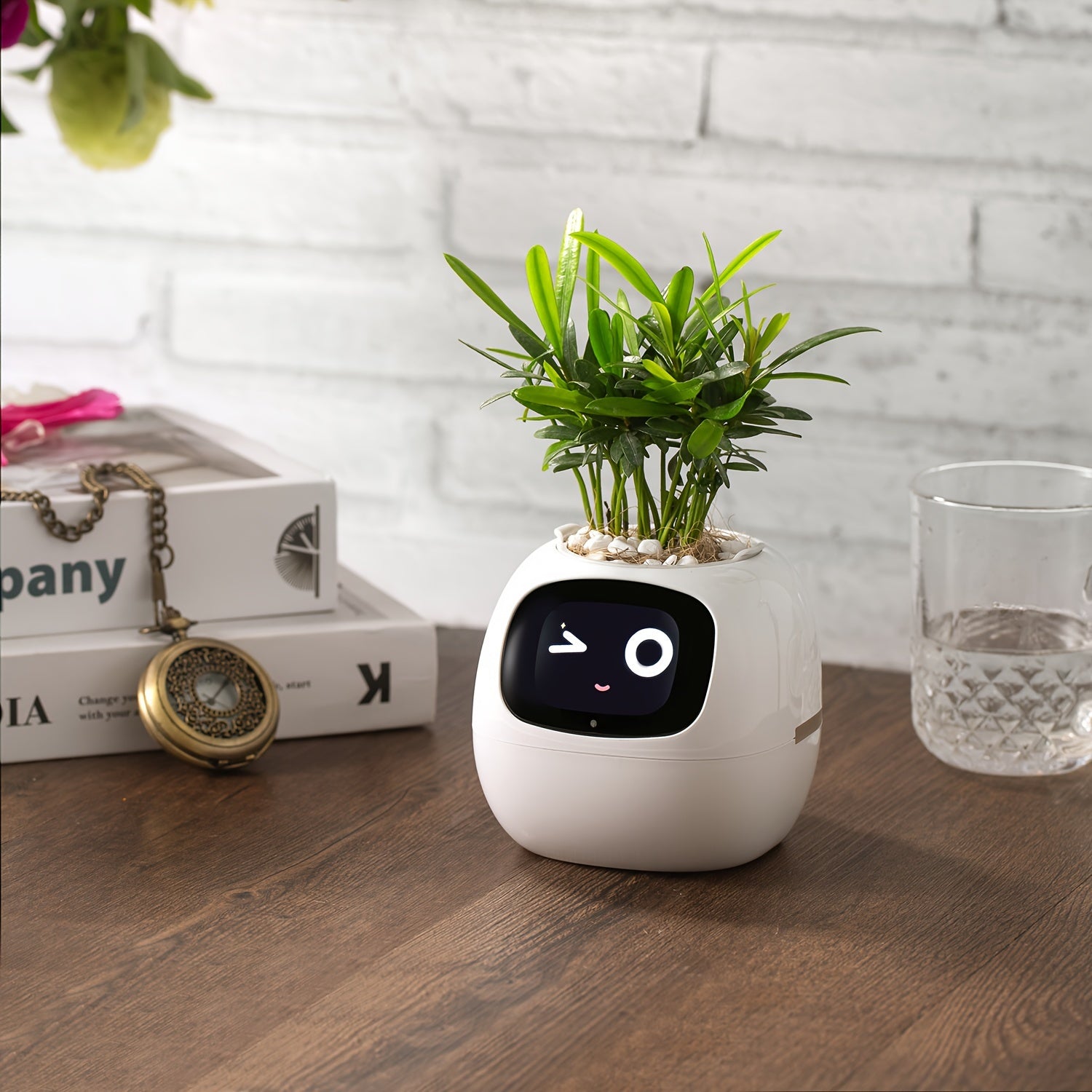 Cubidupi Smart Mini Planter Robot - Self-Watering Electronic Pet Plant Pot with Alerts, \u002FOutdoor Plant Care, Cute Desktop Greenery Companion for Home, Office, Room - Low-Maintenance Gift (Compatible with Smart