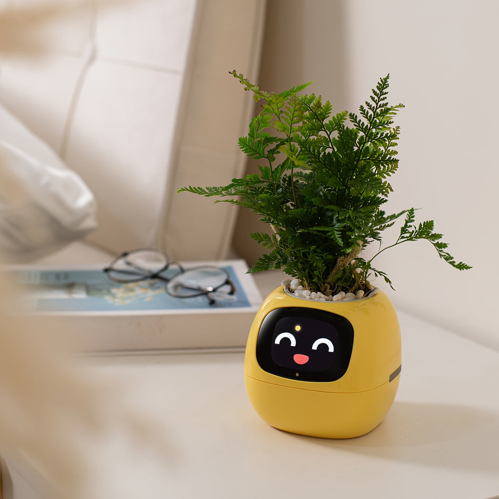 Cubidupi Smart Mini Planter Robot - Self-Watering Electronic Pet Plant Pot with Alerts, \u002FOutdoor Plant Care, Cute Desktop Greenery Companion for Home, Office, Room - Low-Maintenance Gift (Compatible with Smart