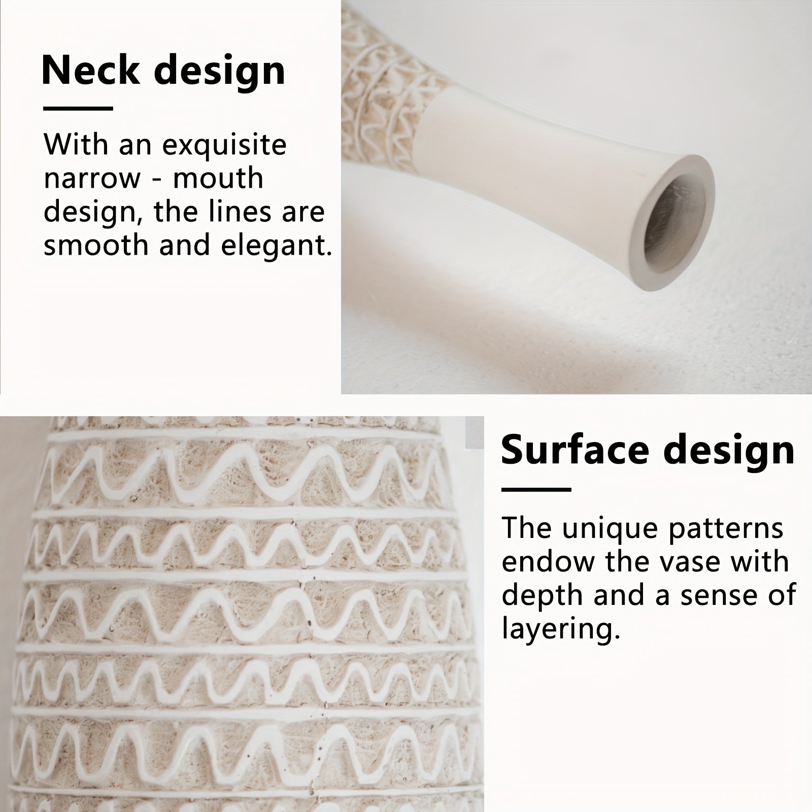 Decorates Living Room Bohemian Style 1pc Resin Floor Vase | Cylinder Shape, Moire Pattern, Ideal for Pampas Grass, Decorates Living Room, Bedroom, Fireplace, Entrance, Perfect as New Year, Wedding, Housewarming Gift