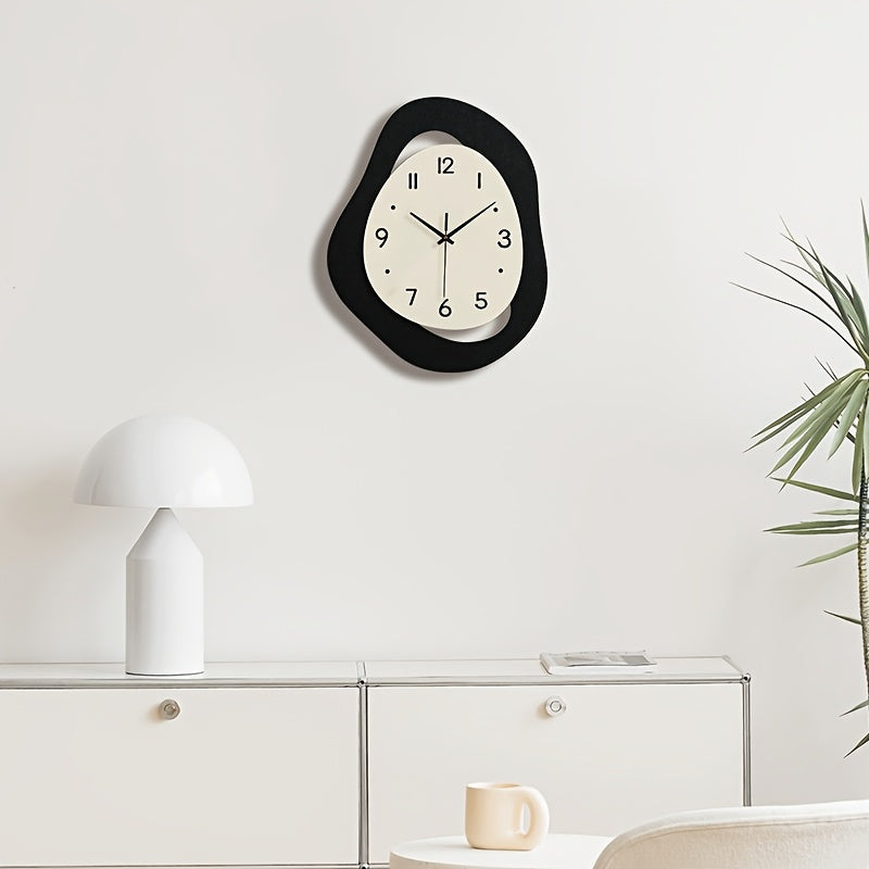 1pc, irregular wall clock, modern and simple silent clock for home decoration, suitable for living room, bedroom, room decoration, home decoration, kitchen, office decoration, birthday, New Year's Valentine's Day gifts