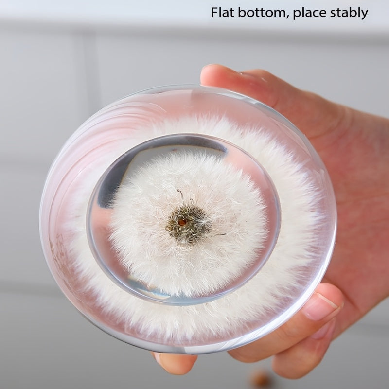 Dandelion Resin Crystal Ball Resin Real Flower Creative Ornaments Transparent Spherical Desktop Decoration Home Living Room Bedroom Furnishings Holiday Gift Romantic Crafts Crystal Ball Dandelion Ornaments Resin Real Flower Specimen Valentine'S Day