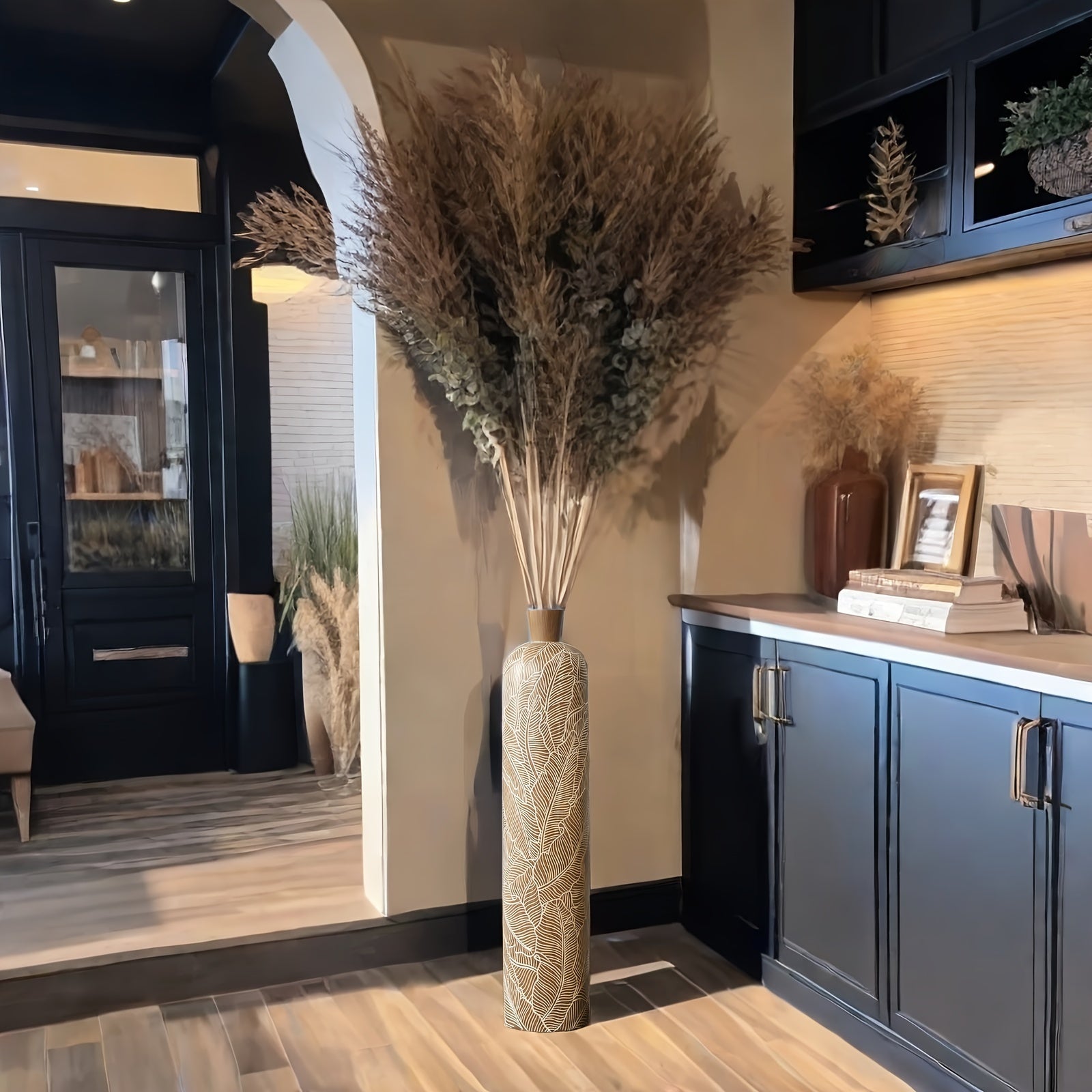 1pc Large Elegant Resin Floor Vase, Perfectly Matches Pampas Grass, Modern Bohemian Home Decor Ornament, Suitable for Indoor & Outdoor Decoration, Office, Coffee shop and Wedding Decoration - Ideal Christmas & New Year Gift