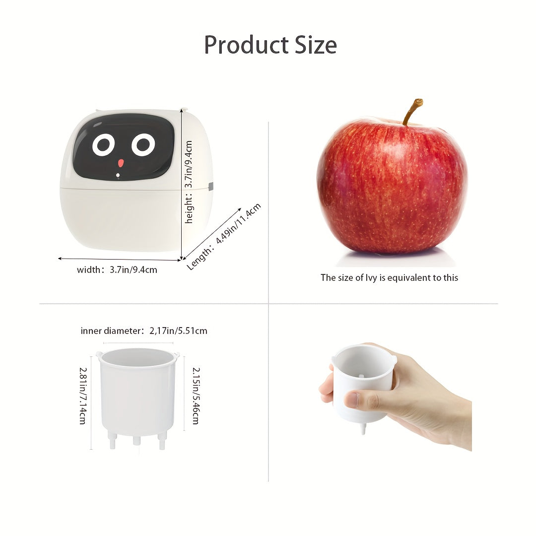Cubidupi Smart Mini Planter Robot - Self-Watering Electronic Pet Plant Pot with Alerts, \u002FOutdoor Plant Care, Cute Desktop Greenery Companion for Home, Office, Room - Low-Maintenance Gift (Compatible with Smart