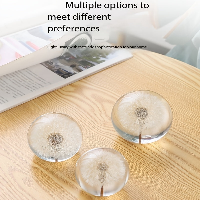 Dandelion Resin Crystal Ball Resin Real Flower Creative Ornaments Transparent Spherical Desktop Decoration Home Living Room Bedroom Furnishings Holiday Gift Romantic Crafts Crystal Ball Dandelion Ornaments Resin Real Flower Specimen Valentine'S Day