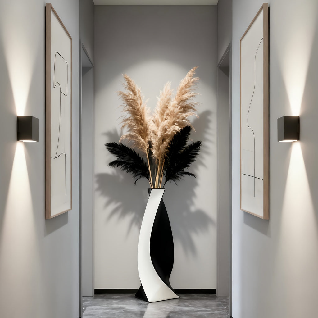 Large Ceramic Vase Large Ceramic Vase | Modern Minimalist Twisted 73cm High Hand-Painted European Luxury | Ideal for Artificial Flowers, Hallways, Living Rooms, Weddings, Festive Decorations