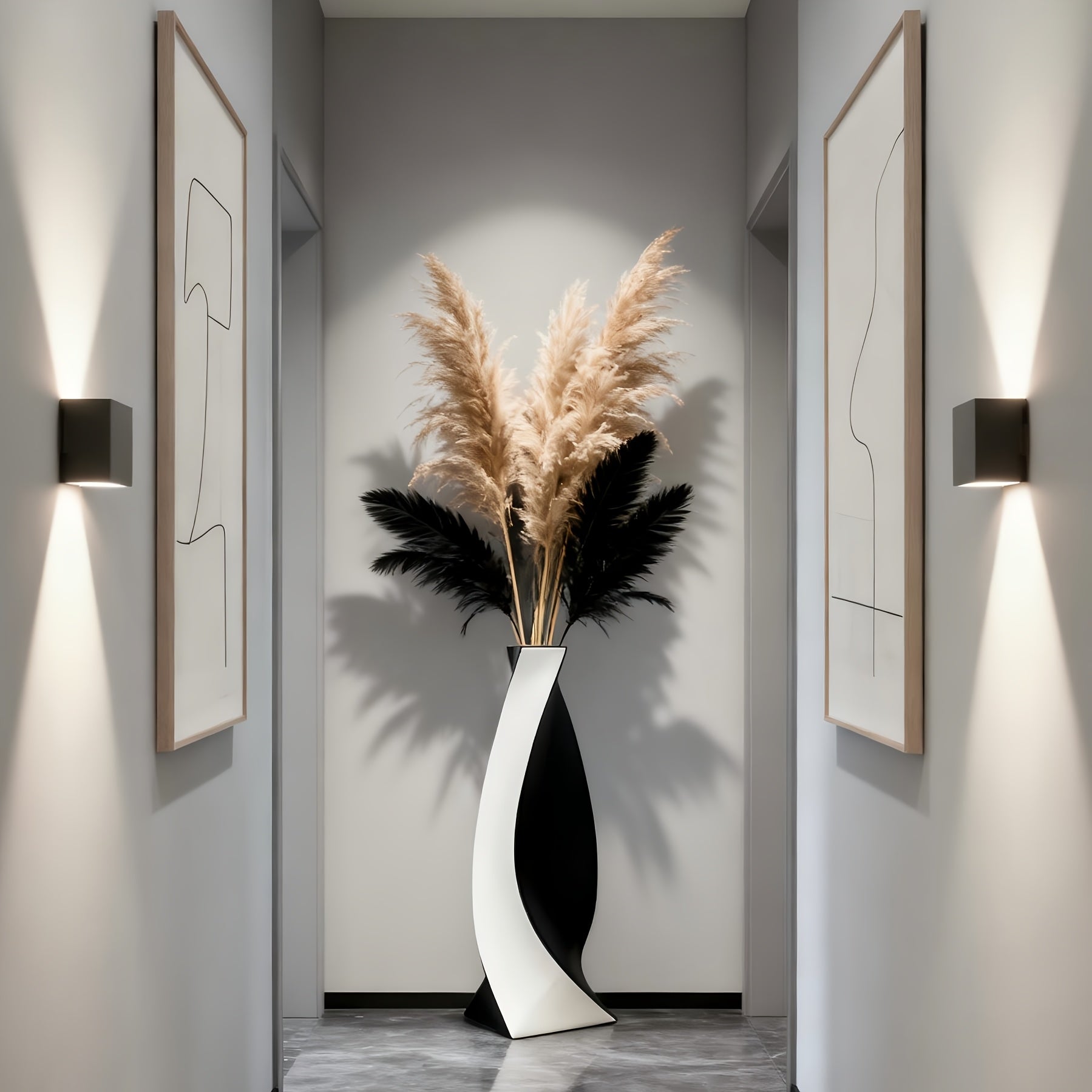 Large Ceramic Vase Large Ceramic Vase | Modern Minimalist Twisted 73cm High Hand-Painted European Luxury | Ideal for Artificial Flowers, Hallways, Living Rooms, Weddings, Festive Decorations