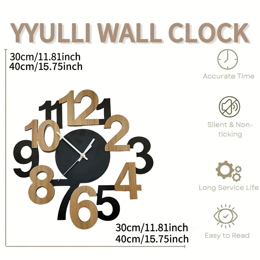 1pc Asymmetrical Digital Silhouette Wall Clock for Indoor and Outdoor Wall Clocks in Bedroom, Hall, Kitchen, Terrace, Dining Room