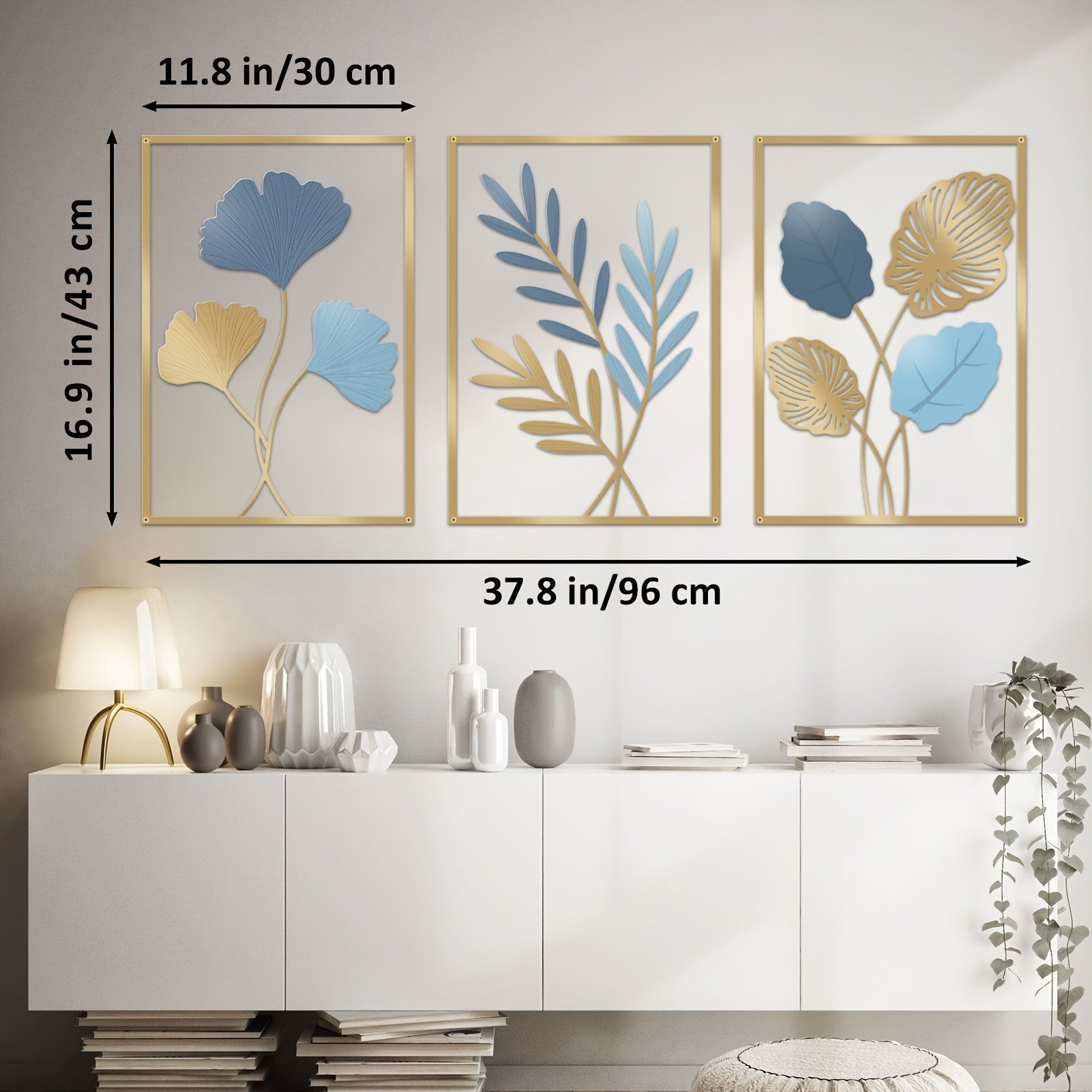 3pcs Metal Colored Statue Wall Decoration, Painted Ginkgo, Monstera, Olive Branch Plant Wall Decoration, Living Room, Bedroom, Bathroom, Office, Apartment Art Decoration, Wall Decoration, Room Decoration, New Home Decoration, Home Decoration