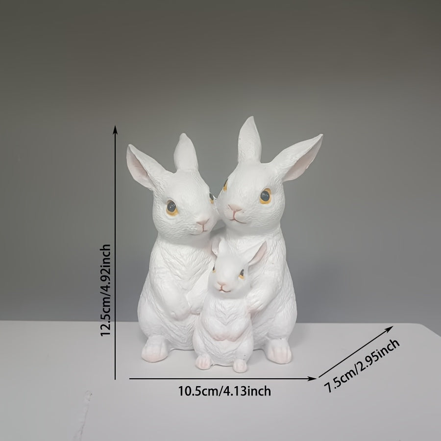 Adorable Family of Three Rabbit Resin Statue, Suitable for Home, Office, or Bookshelf - Perfect for Decorations and as a Perfect Gift for Houses, Holidays, and Birthdays, Modern Home Ornament, Easter Gift, Mother's Day, Father's Day Gift