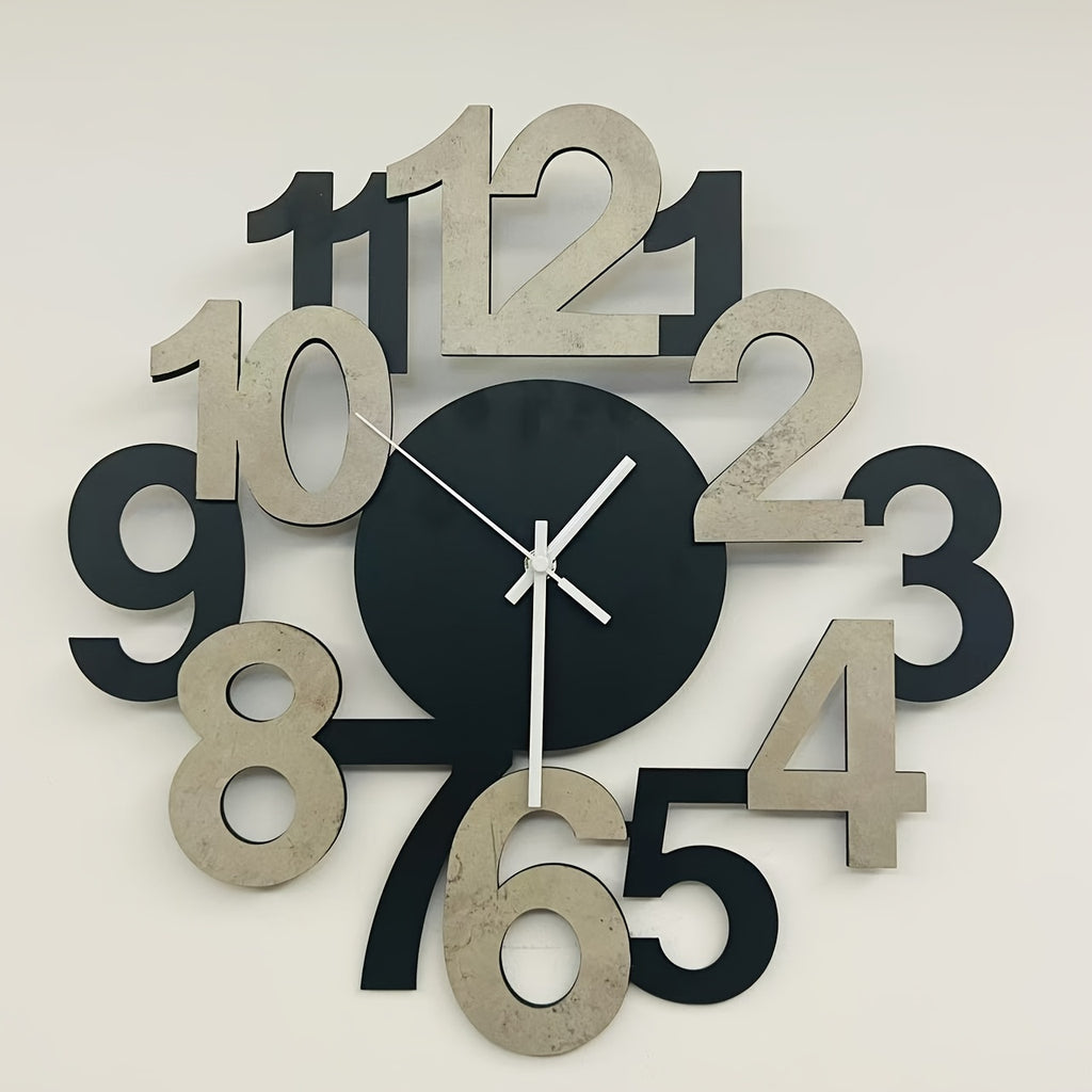 1pc Asymmetrical Digital Silhouette Wall Clock for Indoor and Outdoor Wall Clocks in Bedroom, Hall, Kitchen, Terrace, Dining Room