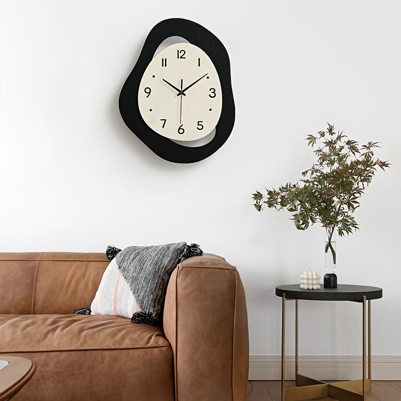 1pc, irregular wall clock, modern and simple silent clock for home decoration, suitable for living room, bedroom, room decoration, home decoration, kitchen, office decoration, birthday, New Year's Valentine's Day gifts