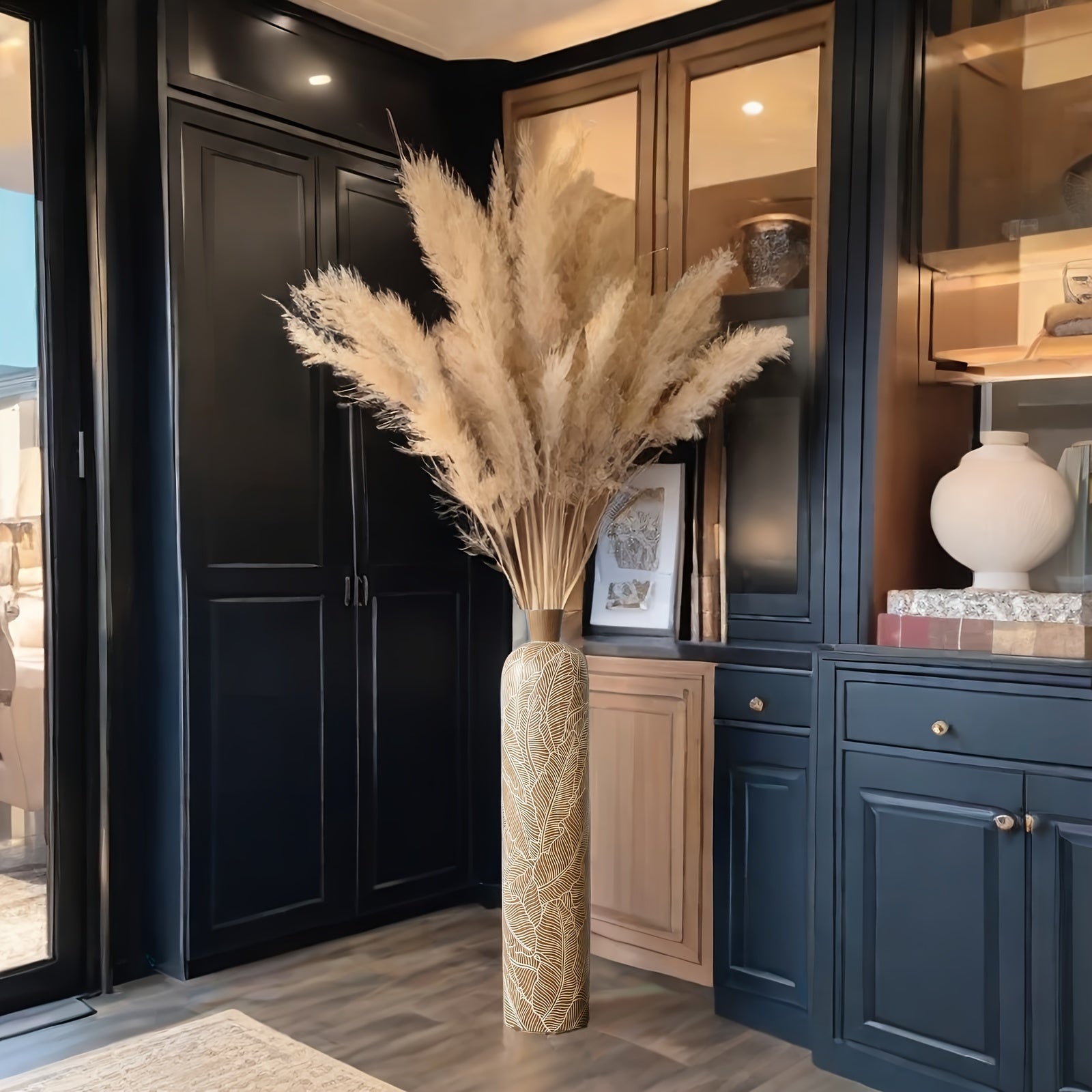 1pc Large Elegant Resin Floor Vase, Perfectly Matches Pampas Grass, Modern Bohemian Home Decor Ornament, Suitable for Indoor & Outdoor Decoration, Office, Coffee shop and Wedding Decoration - Ideal Christmas & New Year Gift