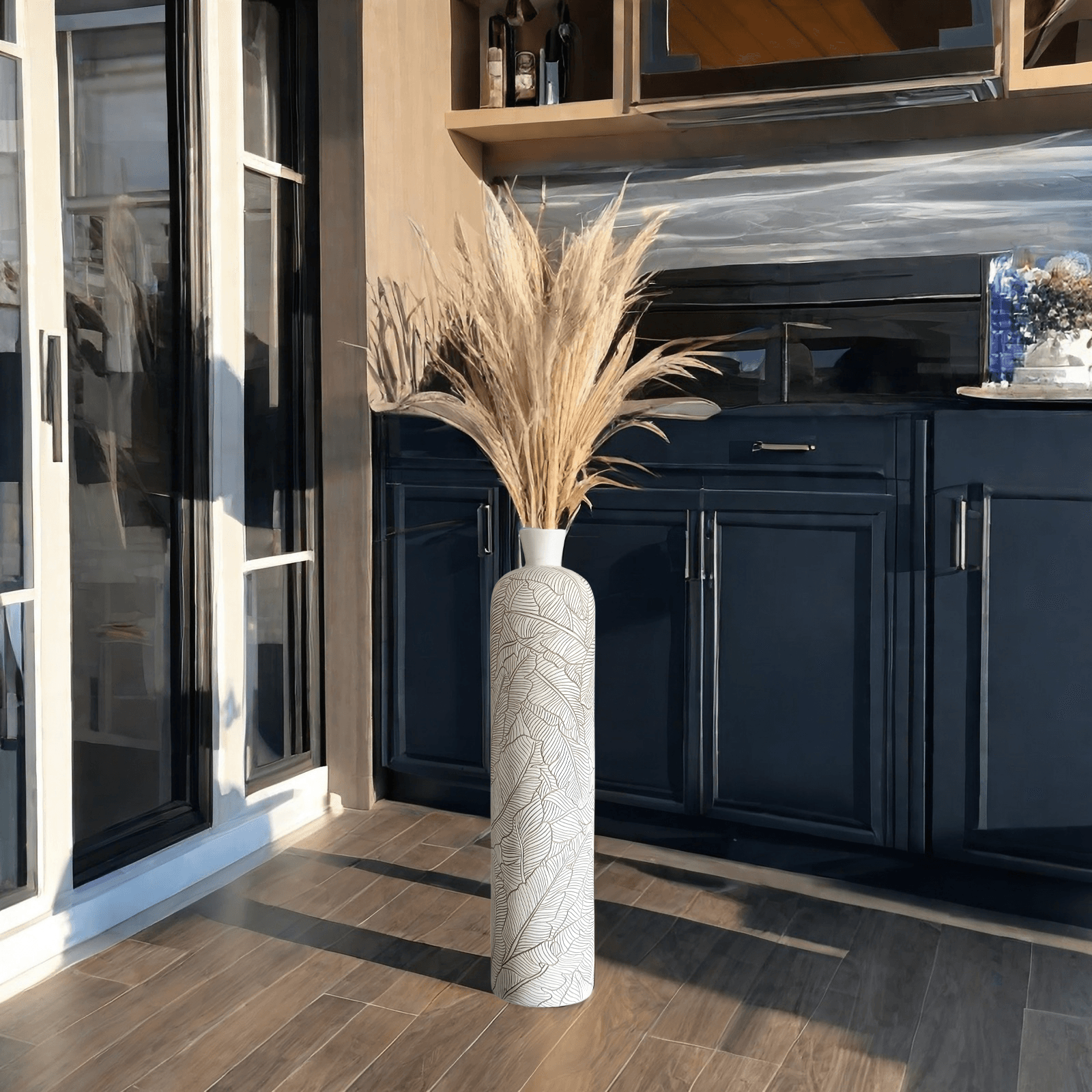 1pc Large Elegant Resin Floor Vase, Perfectly Matches Pampas Grass, Modern Bohemian Home Decor Ornament, Suitable for Indoor & Outdoor Decoration, Office, Coffee shop and Wedding Decoration - Ideal Christmas & New Year Gift