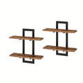 Floating Wood Shelves Set Of 2, Farmhouse Wall Mounted Shelf for Bedroom, Bathroom Shelves for Storage, Modern Display Rack for Decor, Hanging Wall Shelves for Room - Rustic Brown, Floating Shelves