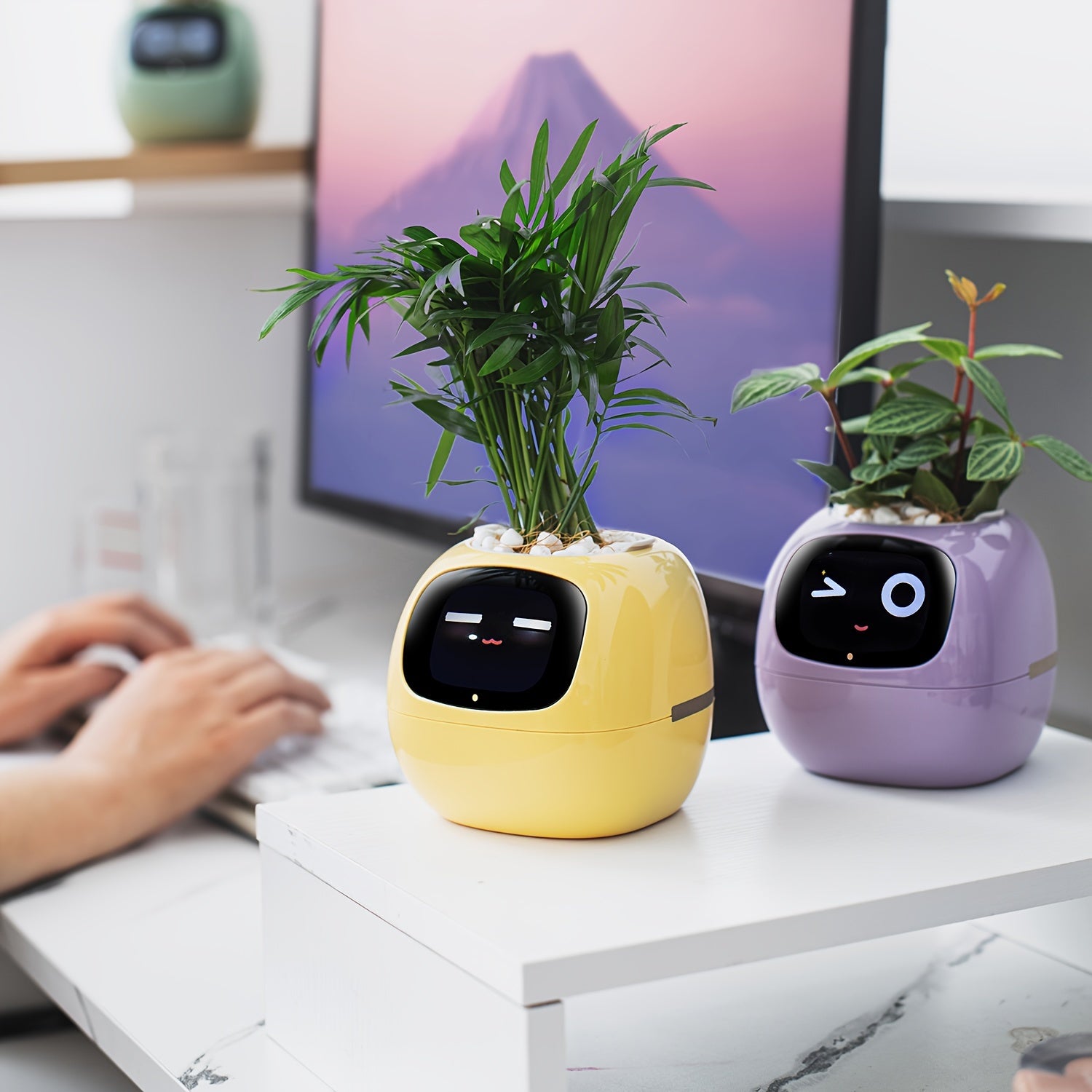 Cubidupi Smart Mini Planter Robot - Self-Watering Electronic Pet Plant Pot with Alerts, \u002FOutdoor Plant Care, Cute Desktop Greenery Companion for Home, Office, Room - Low-Maintenance Gift (Compatible with Smart