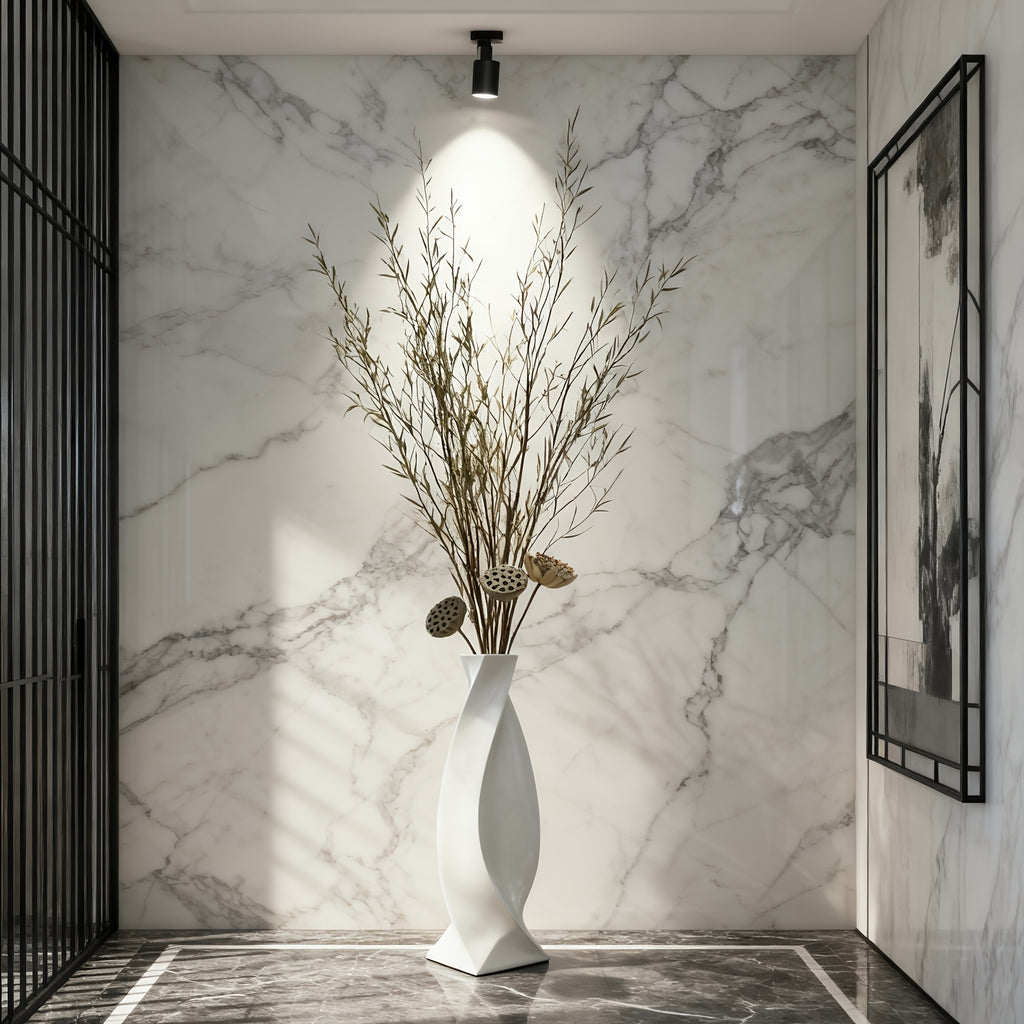 Large Ceramic Vase Large Ceramic Vase | Modern Minimalist Twisted 73cm High Hand-Painted European Luxury | Ideal for Artificial Flowers, Hallways, Living Rooms, Weddings, Festive Decorations