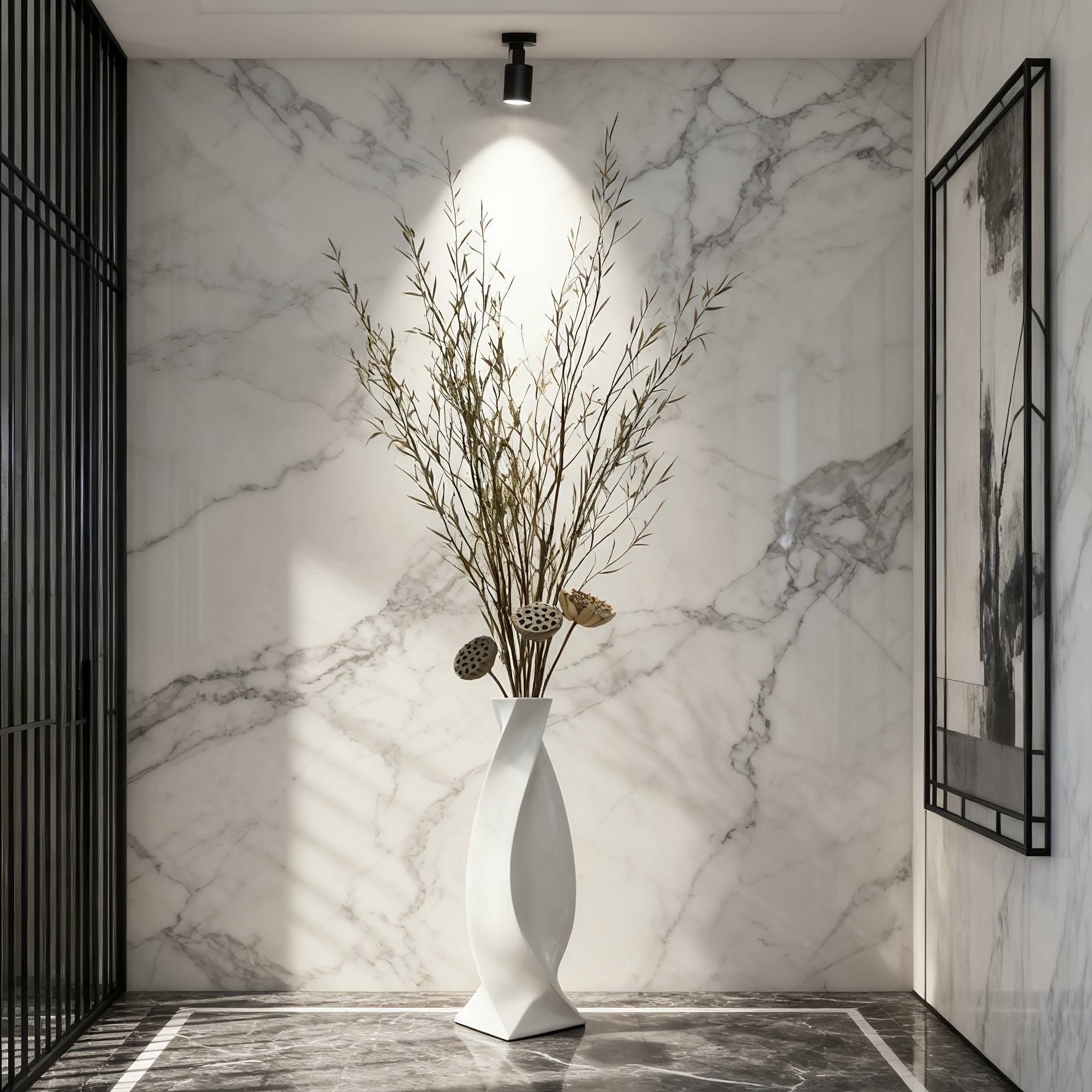 Large Ceramic Vase Large Ceramic Vase | Modern Minimalist Twisted 73cm High Hand-Painted European Luxury | Ideal for Artificial Flowers, Hallways, Living Rooms, Weddings, Festive Decorations