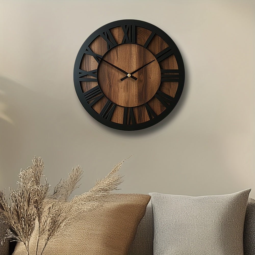 Artistic Silent Round Wall Clock Made of Wood, Battery-Operated, Perfect for Home Decoration in Sizes 14, 16, And 18 Inches. Ideal for Enhancing The Decor of Kitchens, Living Rooms, Bedrooms, And Offices