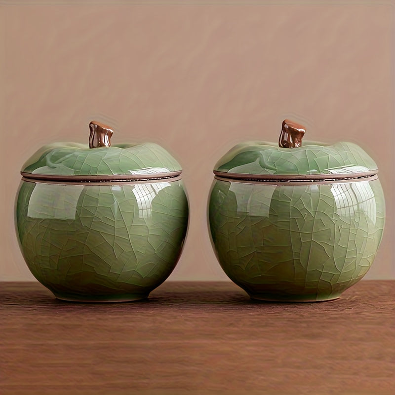 Two Simulated Apple Ceramic Jars Are Suitable for Home Desktop Decoration, Serving As Decorative Pieces for Christmas Eve And Other Home Decor - Non-Food Contact