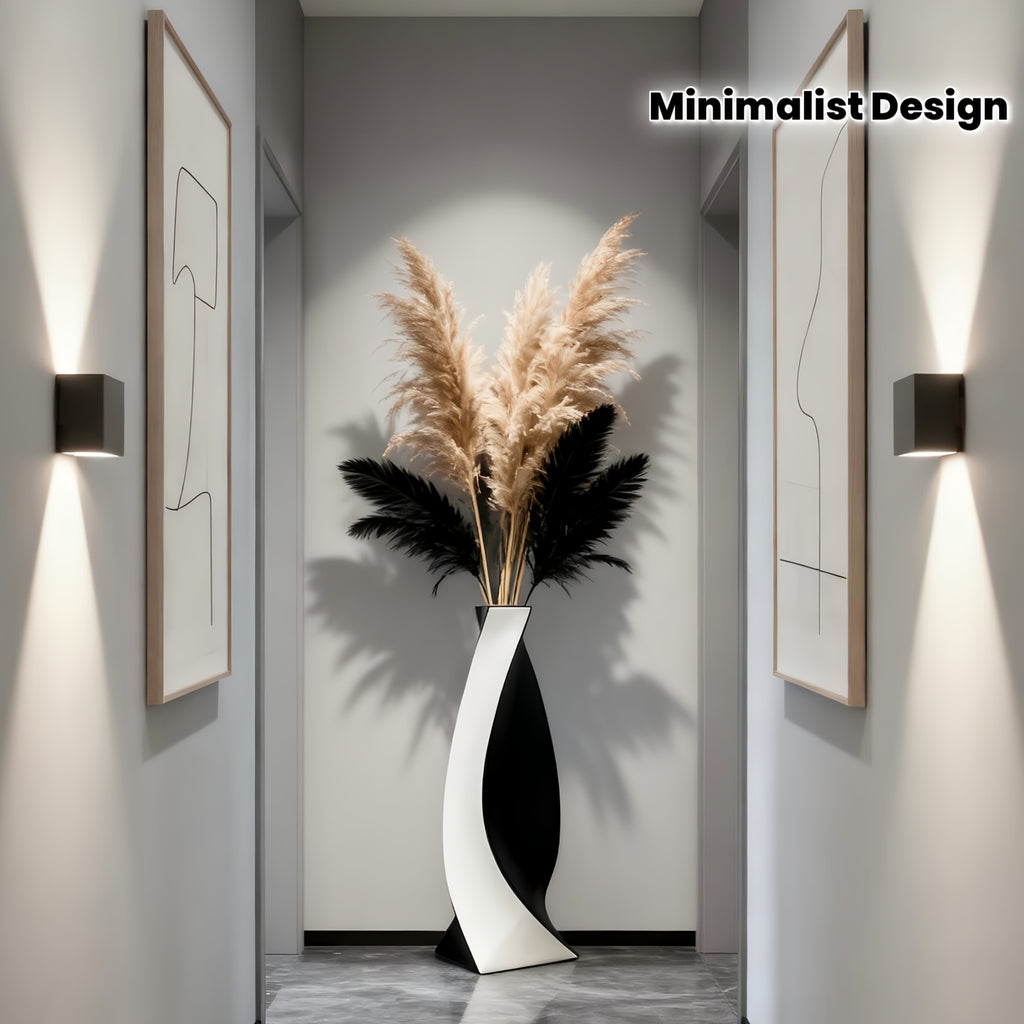 Large Ceramic Vase Large Ceramic Vase | Modern Minimalist Twisted 73cm High Hand-Painted European Luxury | Ideal for Artificial Flowers, Hallways, Living Rooms, Weddings, Festive Decorations