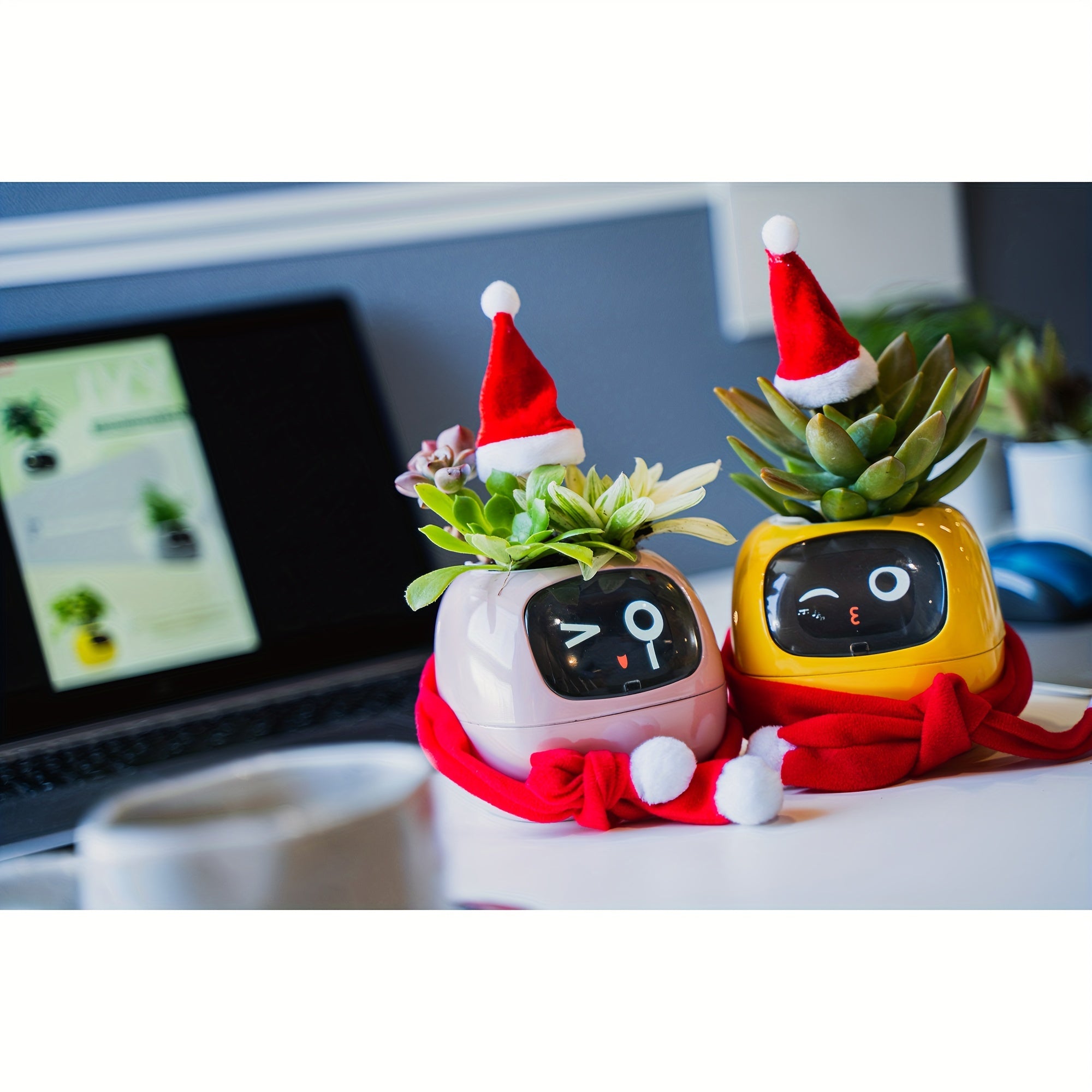 Cubidupi Smart Mini Planter Robot - Self-Watering Electronic Pet Plant Pot with Alerts, \u002FOutdoor Plant Care, Cute Desktop Greenery Companion for Home, Office, Room - Low-Maintenance Gift (Compatible with Smart