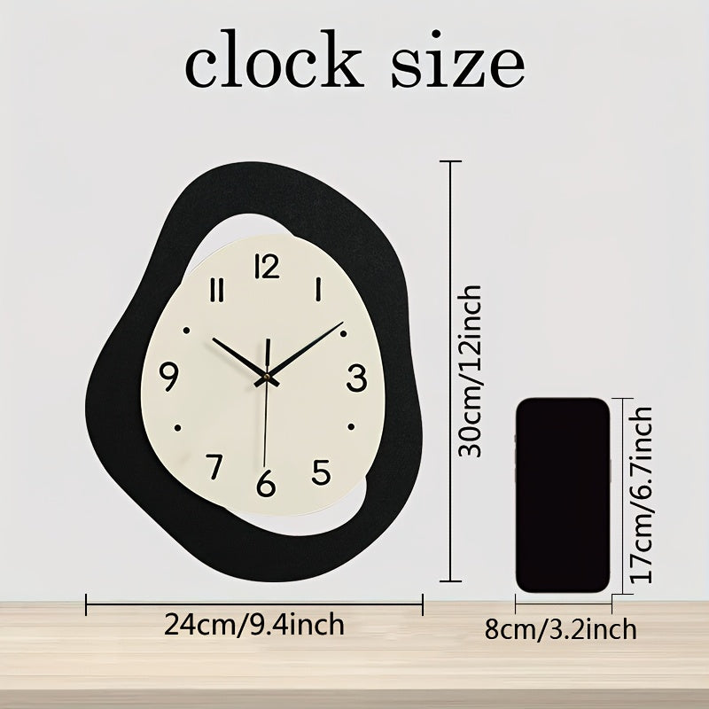 1pc, irregular wall clock, modern and simple silent clock for home decoration, suitable for living room, bedroom, room decoration, home decoration, kitchen, office decoration, birthday, New Year's Valentine's Day gifts